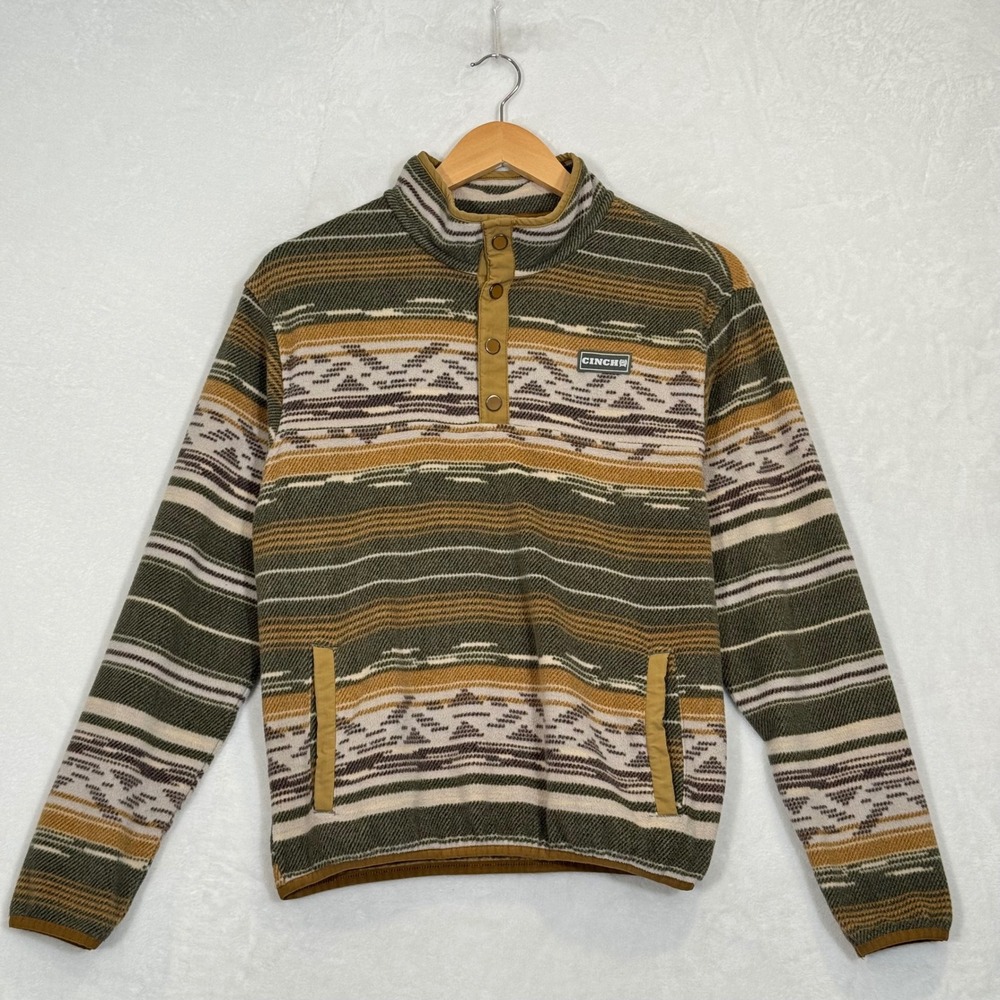 Cinch Olive Aztec Fleece Pullover Fits Small